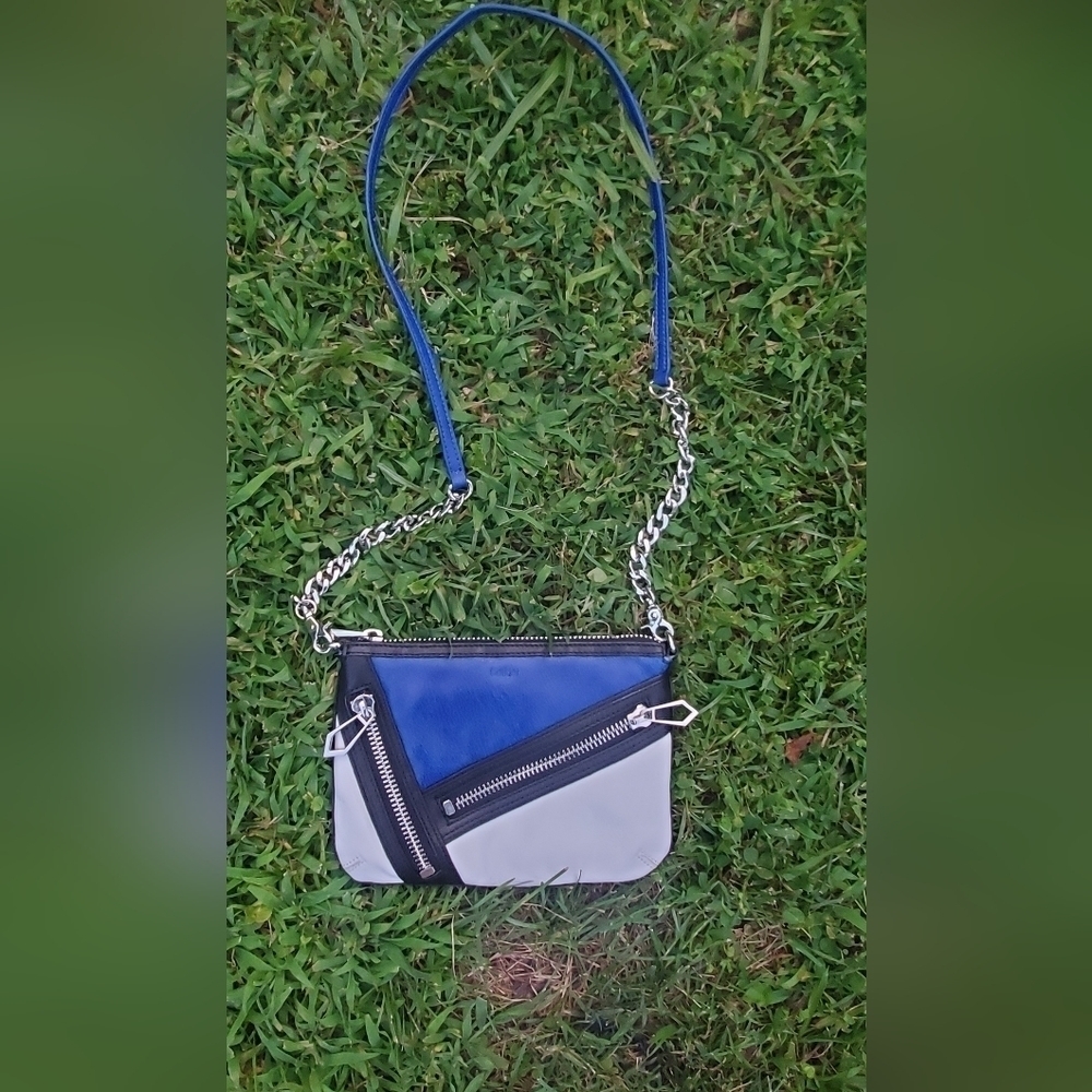 Botkier Cruz Leather Zip Crossbody Clutch Purse Ultra Cobalt Blue MSRP $195